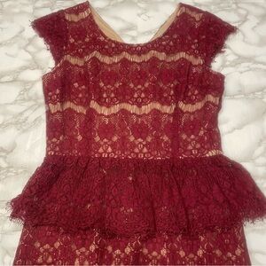 Maeve Anthropologie Elsa Lace Dress in Burgundy